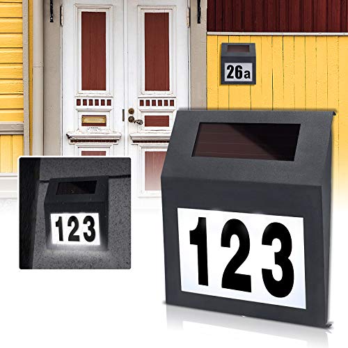 NAIZY Solar Hausnummer LED Edelstahl Beleuchtete mit 2 LED...