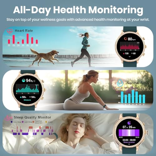 Image of GAMESIR Newest & Luxury Round Dial GEN 12 Smart Watch Golden Chain 1.69 inch AMOLED Display with High Resolutions Bluetooth Calling Multiple Watch Faces & Sports Mode Smartwatch for Women & Men (Green)