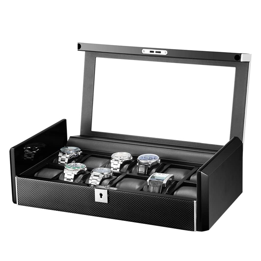12 kratek skórzany drewniany podróżny zegarek wyświetlacz organizator pudełko mechaniczny zegarek wyświetlacz kaseta zamek pudełko na zegarek na rękę, rozmiar(