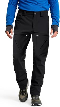 Toomett Mens Winter Hiking Snow Pants-Waterproof Insulated Fleece Lined for Camping Outdoor Softshell Snowboard Ski Pants