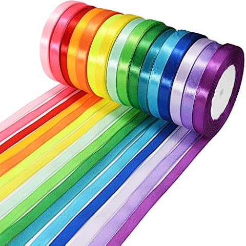 Satinband 16 Farben 22m X 10mm, Schleifenband Geschenkband Bänder zum Basteln, 16 Farben (Rot Rosa Lila Dunkelblau Gelb.) Cover