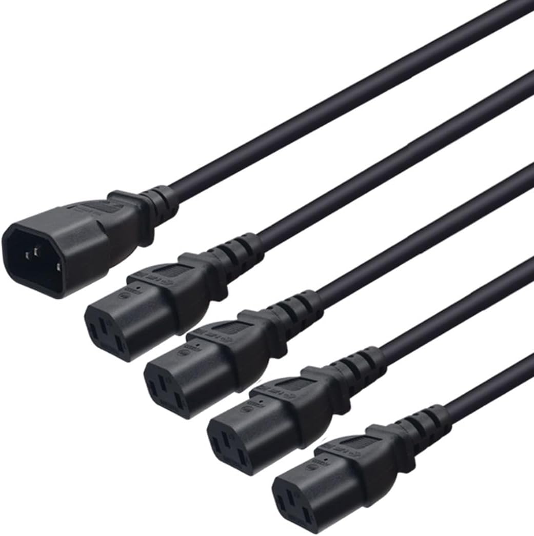 IEC320 C14 to C13 4 Way Y Splitter Power Adapter Cable 10A 250V UPS PSU Extension Cable,IEC320 C13 4 in 1 C14 AC Power Cable， Power 4 Monitors at Once (C14 to 4 X C13-0.6M)