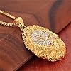 PAURO Stainless Steel Vintage Golden Lion Head Pendant with Zirconia Necklace Without Gold Chain for Punk Mens Engagement #4