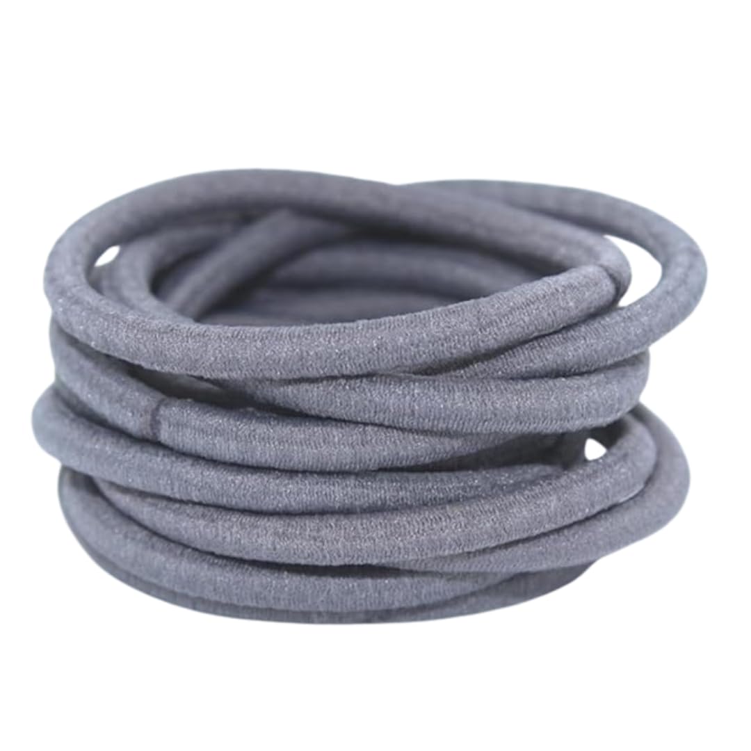 Elastic Hair Ties (4mm) for Women,Girls & Men|Strong Ponytail Holder,Thick & Durable|Rubber band| Quality Hair ties accessories for all types of hair Colours (Grey, Pack of 30)-image-34