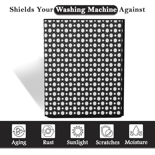 Image of Kuber Industries PVC Fully Automatic Washing Machine Cover Top Load | Dustproof Top Load Washing Machine Cover - Ideal for 6 kg, 6.5 kg, 7 kg | Dot Print - Grey