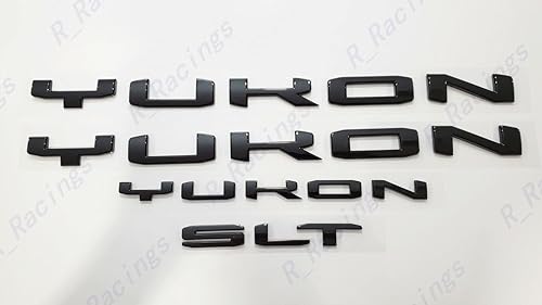 Miniatura 3 de 4 emblemas traseros de Yukon negro brillante para placa de identificación 3D, reemplazo SLT y XL (2021-2023)