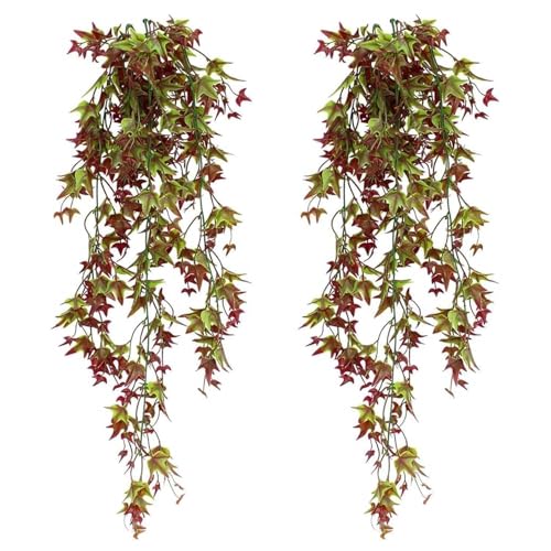 TIANLIN Juego de 2 Planta Artificial Colgante, 80cm/2,62ft Plantas Artificiales Colgantes para Boda Hogar Chimenea Fiesta Navidad Plantas Artificiales Decorativas Exterior