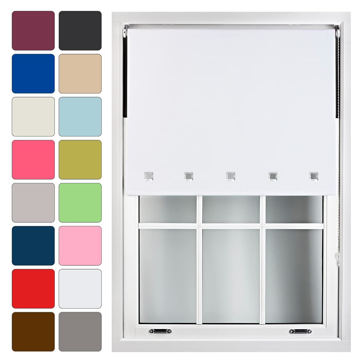 Furnished Made To Measure Blackout Roller Blinds With Square EyeletsWhite Roller Blind (W)120Cm (L)210Cm from B&Q