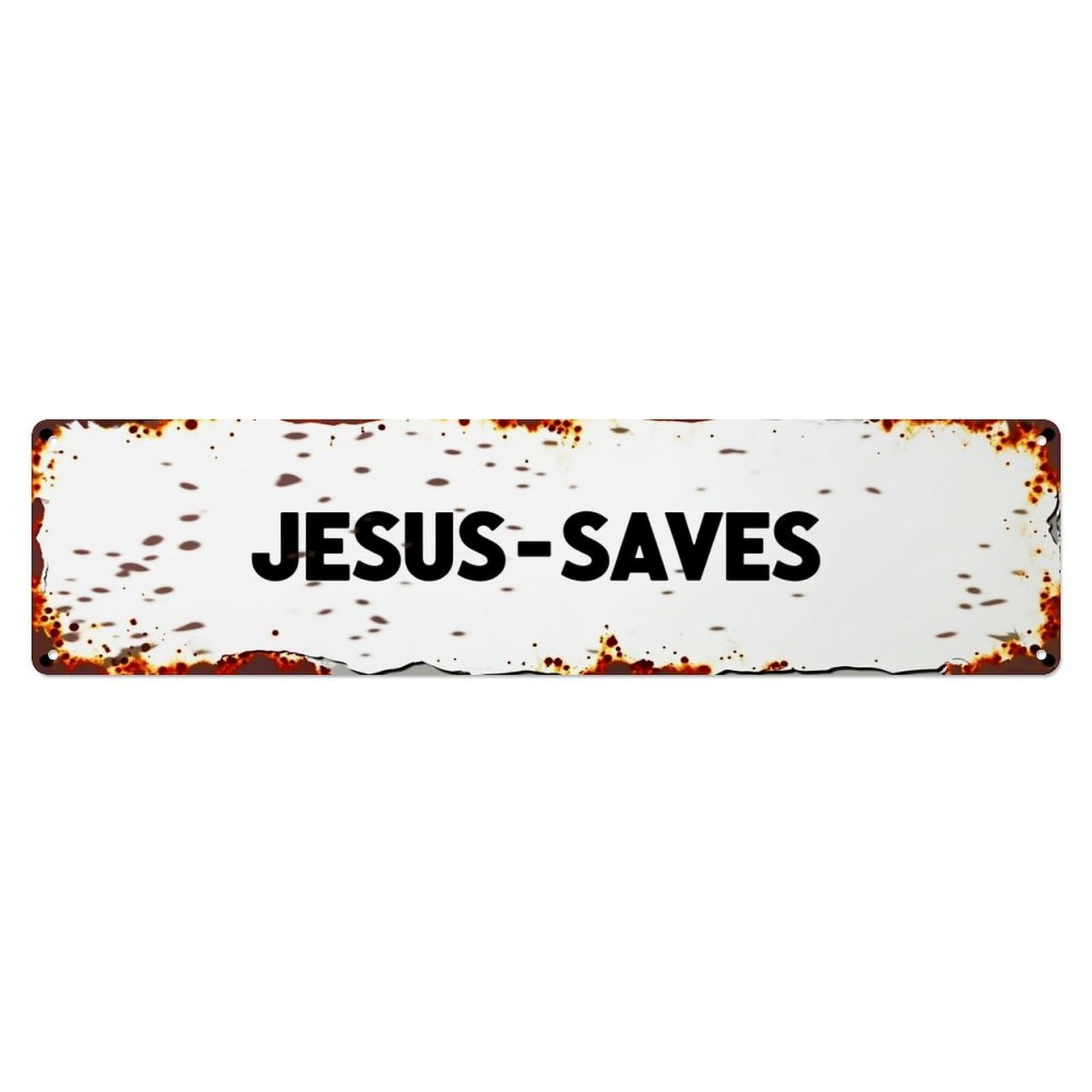 Jesus Saves Text Pattern Metal Tin Sign Plaque