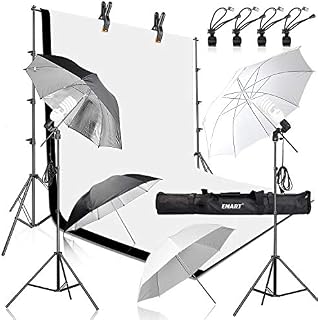 Emart 400W 5500K Daylight Umbrella Continuous Lighting Kit, 8.5x10ft Background Support System