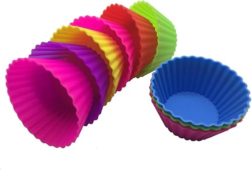 Miniatura 5 de Helpcook Tazas de silicona para hornear cupcakes, moldes reutilizables para magdalenas, forros antiadherentes para cupcakes, paquete de 12