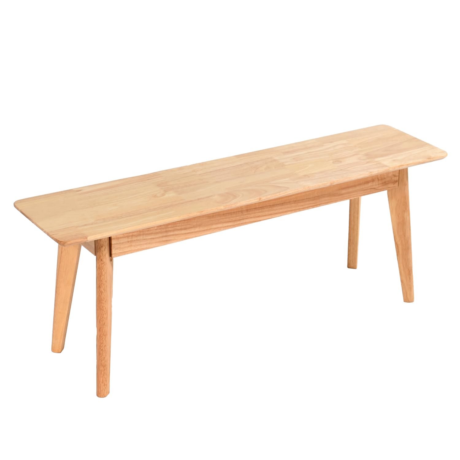 Photo 1 of DELAVIN 47 Inch Solid Wood Dining Bench, Table Bench for Bedroom, Midcentury Wooden Bench for Kitchen, Long Entryway Bench for Living Room, Natural