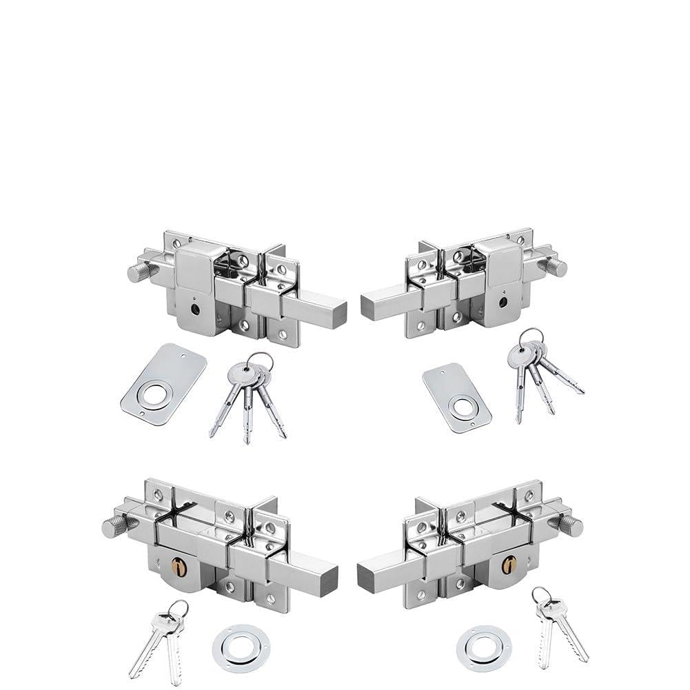 Serrure de clôture en alliage de zinc robuste avec loquet mécanique argenté