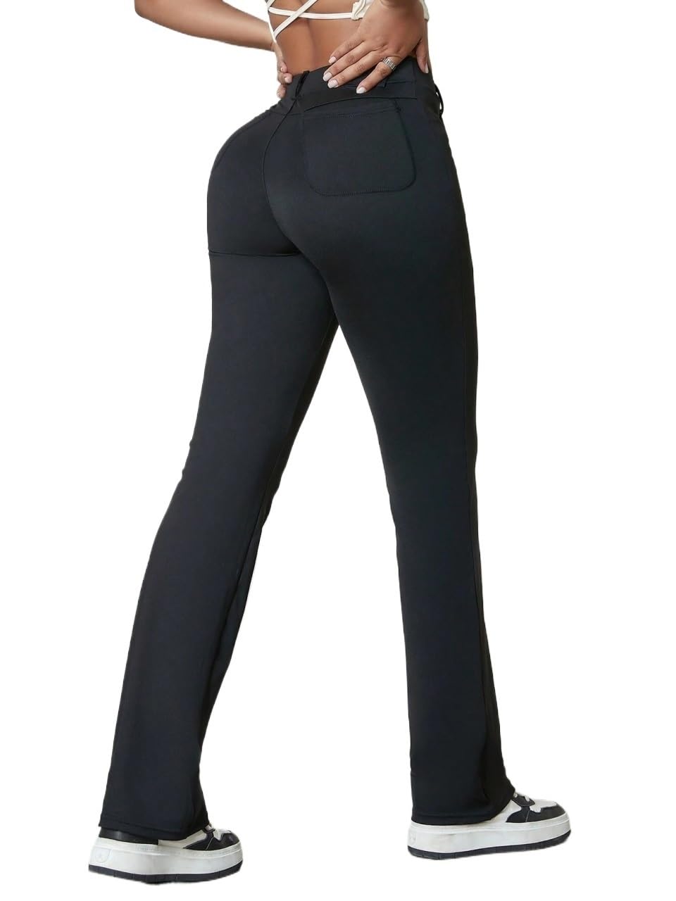 Womens Pant Slim-Fit Commuting Trousers Daily Casual Button Zipper Pants Trousers Spring Fall with Pockets
