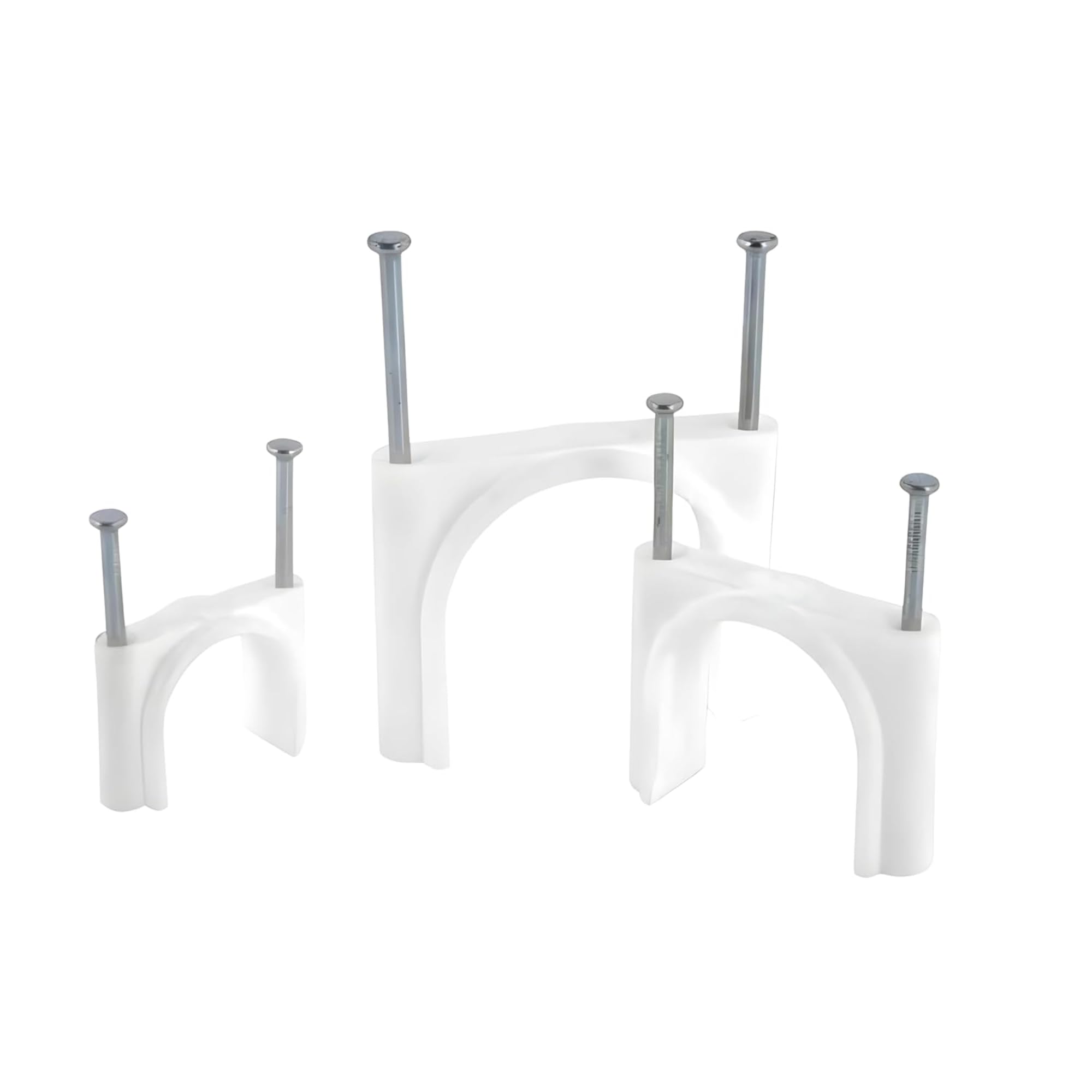 NEW WARE (25 mm) Wire Fastener Cable Clips with SS Nails for Cable Management, Cord Organizer, Round Wire Clamps for Hanging Cables Fitting on Wall (25)