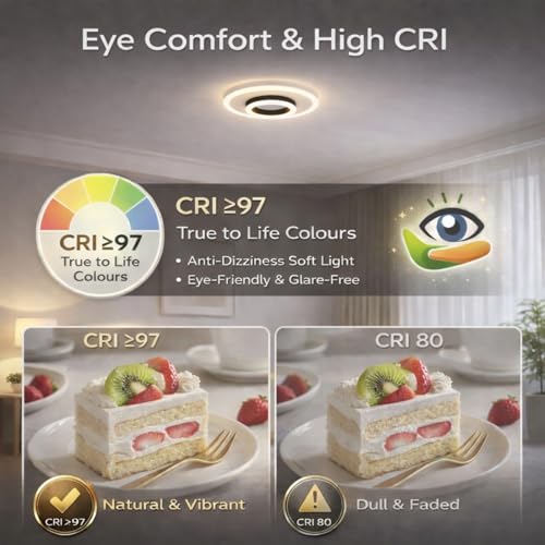 Image of hykolity Square LED Ceiling Light | 3-Colour Mode (Warm /Neutral /Cool White) | Ultra-Slim Surface Panel | CRI ≥97 Eye-Comfort | Modern Light for Bedroom & Corridor (Black, 12 Inch) (Round, 8 Inch)
