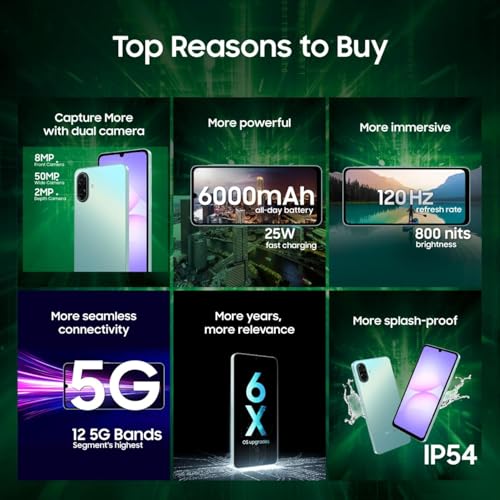 Image of Samsung Galaxy A07 5G (Light Green, 4GB RAM, 128GB Storage) Other Offers