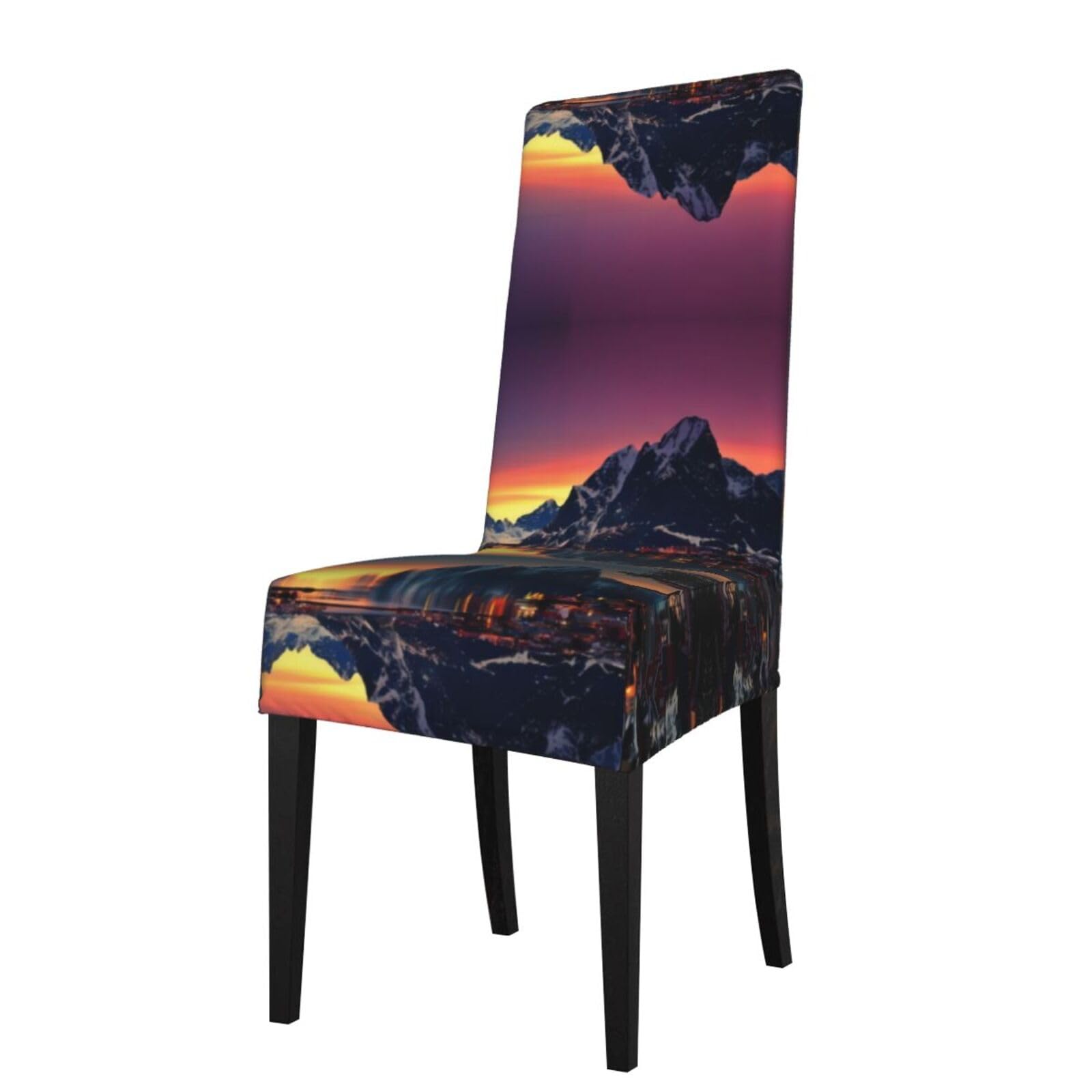 Yyhwhjde Black Norway Islands Prints Protection Cover For Dining Chair – Stretch Slipcovers For A Fresh, Refreshed Dining Room Look!
