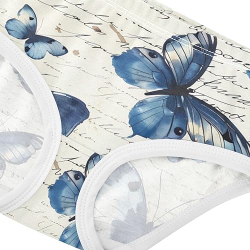 Girls Underwear Toddler 2t Cotton Little Girl Panties Aesthetic Briefs Kids Undies Watercolor Blue Butterflies4