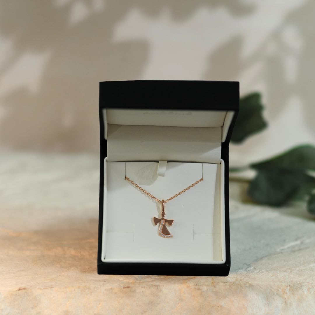 Geschenke zur Einschulung Mädchen, Schutzengel Kette Silber 925 Rosegold | Engel-Anhänger vergoldet Halskette, Geschenk Schulanfang Schultüte Inhalt Füllung Schulkind, Kinderschmuck