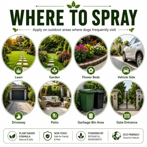 Image of Dog Repellent Outdoor | Dog Deterrent for Protect Yard, Plant, Lawn & Garden, Boundaries, Vehicles | Dog Pee & Poop Repellant | 250ML