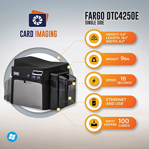 Fargo Dtc4250E Single-Side Id Card Printer & Supplies Package 52000 #TOP2