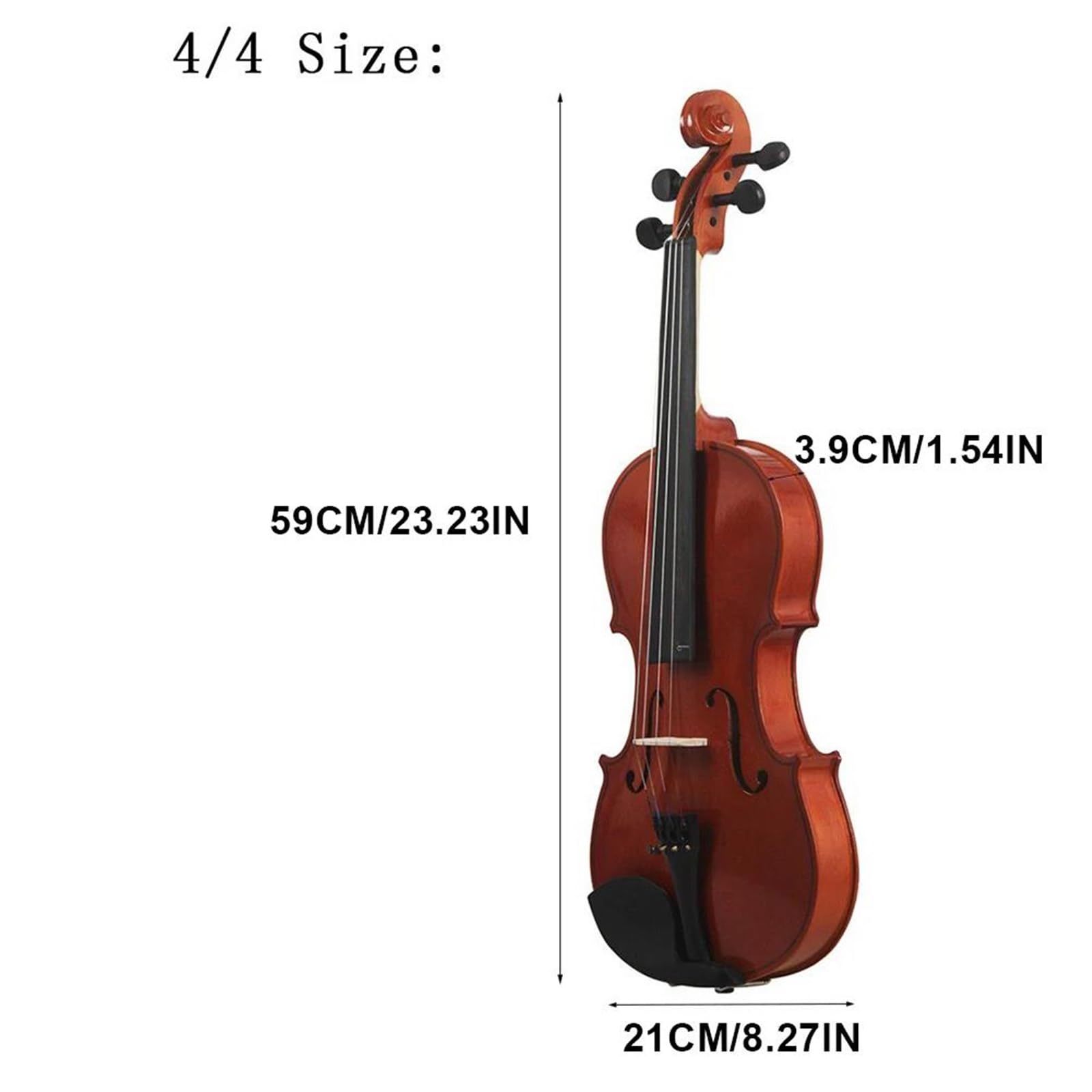 Violino Kit Per Violino 4/4 Con Custodia Archetto Corde Extra Accordatore Legno Massello Principianti