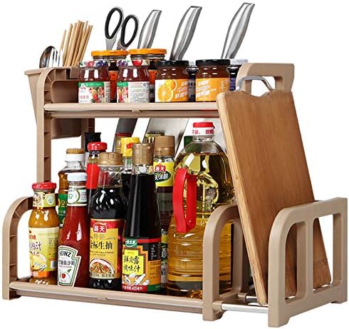 Cq acrylic 2 Tier Kitchen Spice Rack Organizer,Standing Rack Kitchen Countertop Storage Organizer Shelf Holder