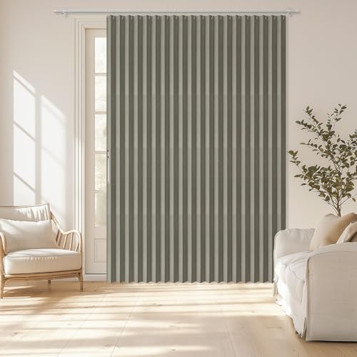 Image of AJAZZ Blackout Accordion Door Curtain 1 Panel 98 inchx106 inch Grey - Magnetic Folding Room Divider, No-Drill Sliding Patio Closet