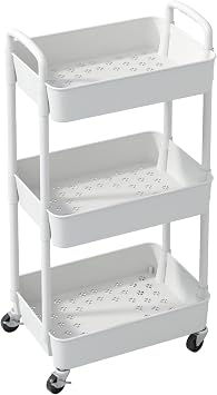 Sywhitta Kitchen Wagon, Kitchen Rack, with Casters, Storage Shelf, Gap Storage, Storage Wagon, Kitchen Storage Cart, Stylish, Load Capacity 26.5 lbs 12 kg, Metal + ABS, Accessories, Kitchen