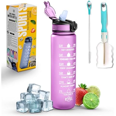 K-MART 32OZ Motivational Water Bottle with Straw Cover
