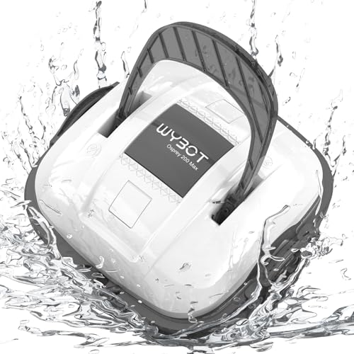 WYBOT Poolroboter Akku Kabellos Poolsauger Roboter, Poolroboter Akku Robotersauger 100 Mins Automatisches Parken mit Dual-Antriebsmotoren für Flachem Boden Aufstellpools bis 80 m² Weiß