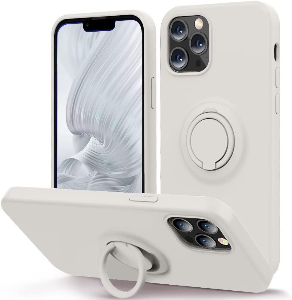 YUXIASAN Designed for iPhone 13 Pro Case 6.1 inch with Ring Kickstand,Super Soft Microfiber Lining,Anti-Scratch Full-Body Shockproof Protective Case for iPhone 13 Pro -Gray