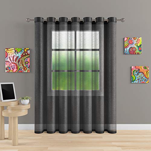 MEMIAS Premium Extra Wide 1 Window Sheer Elegant Voile Curtain with Grommets for All Rooms Decoration, 104" W x 95" L, Night Beauty