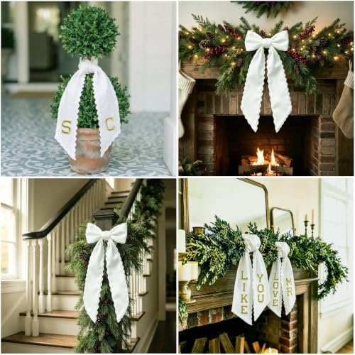 2 Pack White Wreath Sash for Front Door with 26 Alphabet Letters DIY Monogram Wreath Sash Blank for Embroidery, Ribbon Set for Wedding Baby Shower Christmas Graduation Housewarming Gift Home Decor - image 5