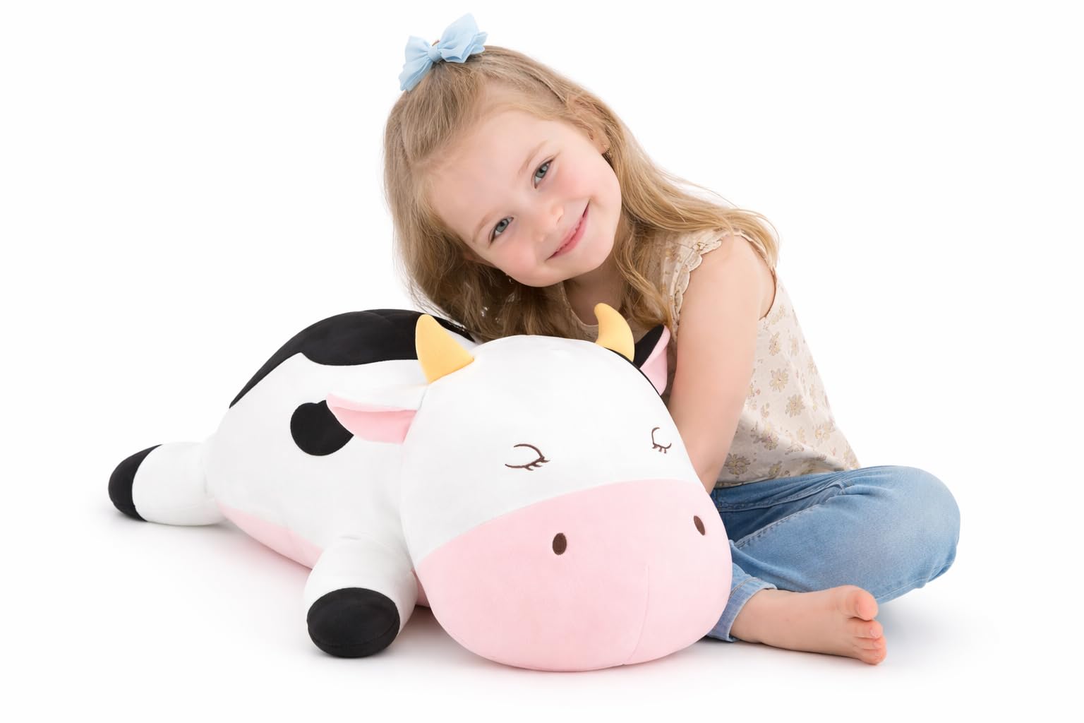 GAGAKU - Peluche di mucca da latte pesante, peluche di mucca da latte pesante per l'ansia, dolce peluche cuscino giocattolo regalo per bambini e adulti 66 cm
