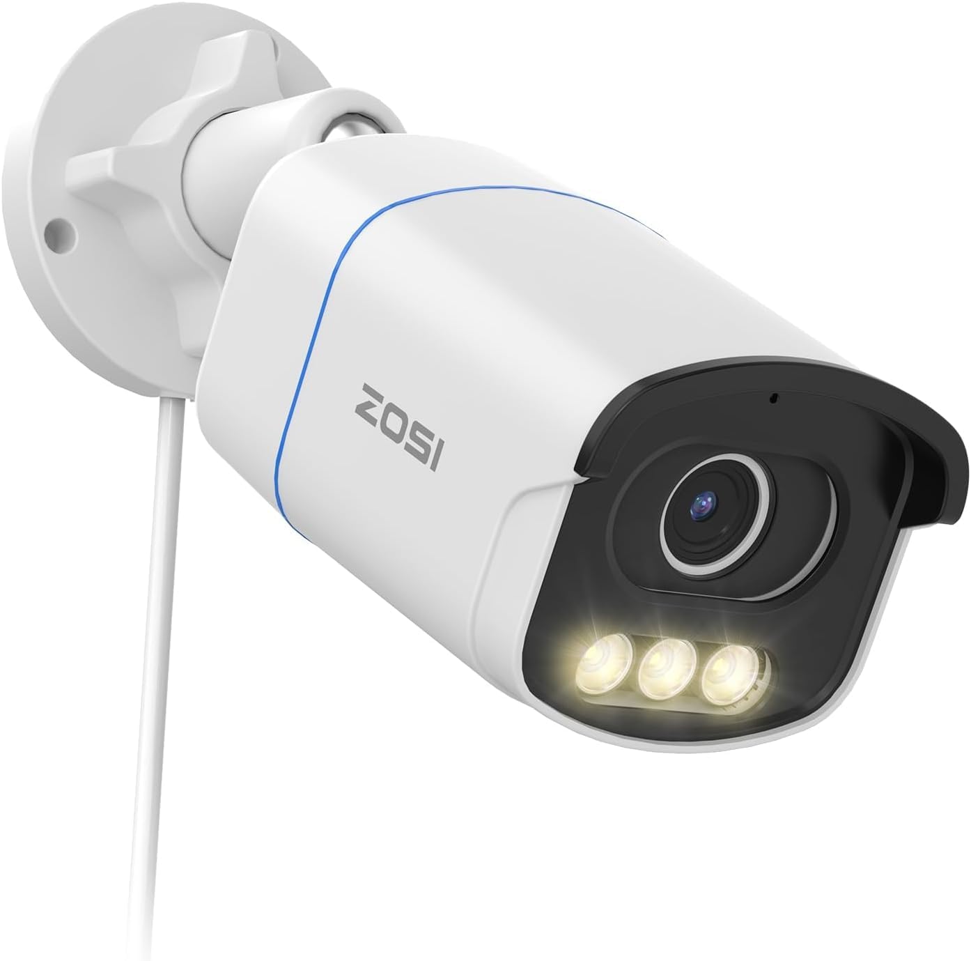 ZOSI 5MP 3K PoE Überwachungskamera Aussen, PoE Outdoor IP Kamera | mit Echt Vollfarbnachtsicht, F1.0 Große Blende, Personen-/Fahrzeugerkennung, 2-Wege-Audio, AuroraLux C186
