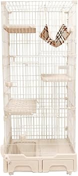 キャットケージ ハンモック付き ゲージ　3段　キャスター付き　キャットタワー Amazon.co.jp: キャットケージ 3段 爪とぎ一体ケージ 猫ケージ