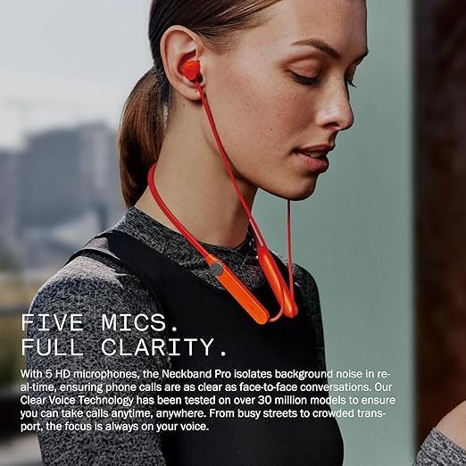 Image of Neckband Pro Max Bluetooth in-Ear Headphones Compatible with CMF by Nothing Pro (Orange) -50Db Active Noise Cancelling Earbuds with 5 Hd Mics,Ip55 Bt5.3 37Hrs Devic Connection-AS6532