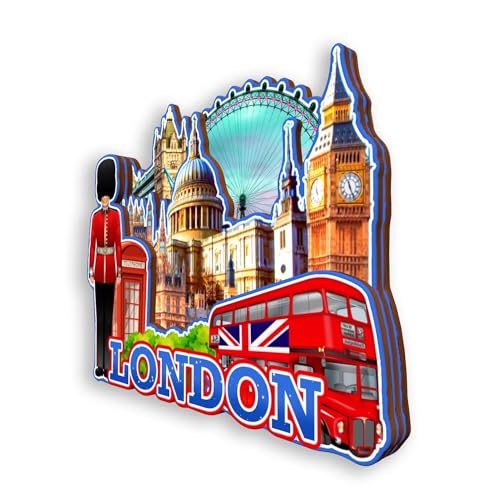 Imán decorativo Refrigerator London UK redondo 3-4 pulgadas miniatura 3