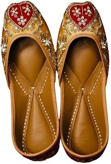 loryphilory Gold Embroidered Jutti for Women | Handcrafted Women's Flats with Maroon Heart-Shaped Rhinestone Accents, Traditional Ethnic Footwear for Festive Occasions-picture-28