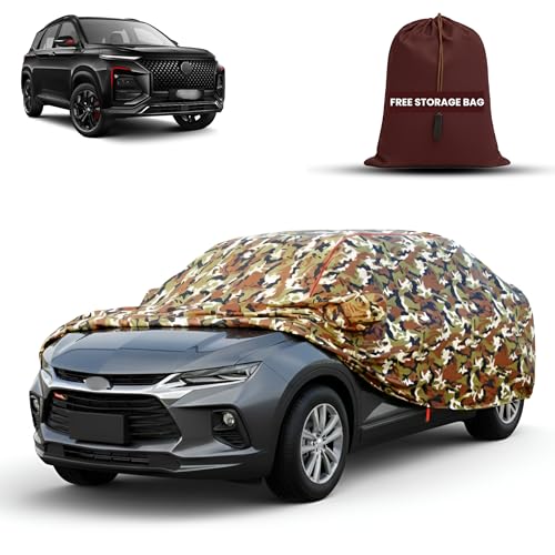 Image of MORNYRAY Car Cover for MG Hector | Fully Waterproof Car Body Cover | with Mirror & Antenna Pocket | Dustproof, Windproof & Anti-Scratch Lining, Camouflage