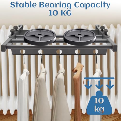 YTACREA Handtuchhalter Heizkörper Einhängen, Balkon Wäscheständer Heizung mit Verstellbarer Länge, Heizkörper Wäschetrockner aus Kohlenstoffstahl, Flexible Heizkörpertrockner für Badewanne/Camping