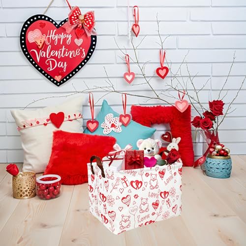 Image of Valentine's Day Basket Gift for Empty Cute Heart Large Storage Bin for Kid and Baby Room Decor (Bear Love)