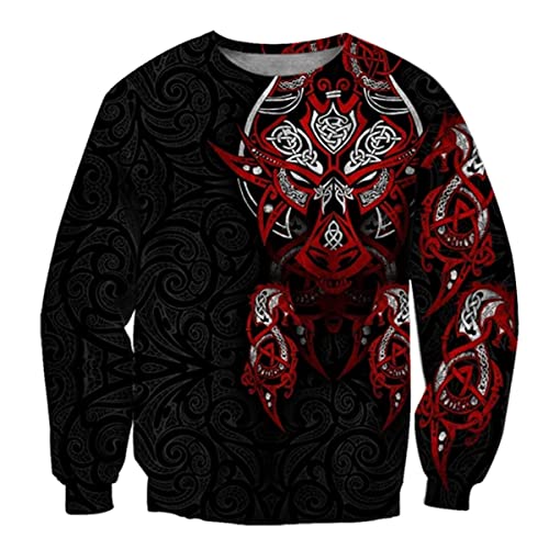 VZXATYOP Sweatshirts à Capuche 3D Viking pour Hommes, Sweatshirt Graphique Dragon Nordique Pullover, Taille réelle T Shirt Mode Sweat à Capuche avec Fermeture éclair,Sweatshirts,7XL