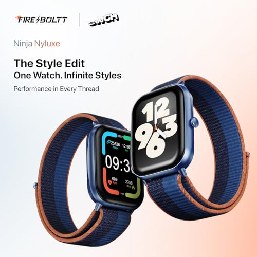 Image of Fire-Boltt Ninja Call Pro Max Nyluxe Smart Watch 2.01″ with Bluetooth Calling, Voice Assistance, SpO2 & Heart Rate Monitor, 120+ Sports Modes, IP67 Waterproof, Smart Watch for Men & Women - Blue