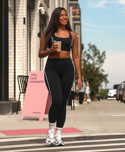 BRXL Women's Triple-Layer Tummy Control Leggings High Waist Sculpting Yoga Pants Streamlined Design Workout Black — view 3