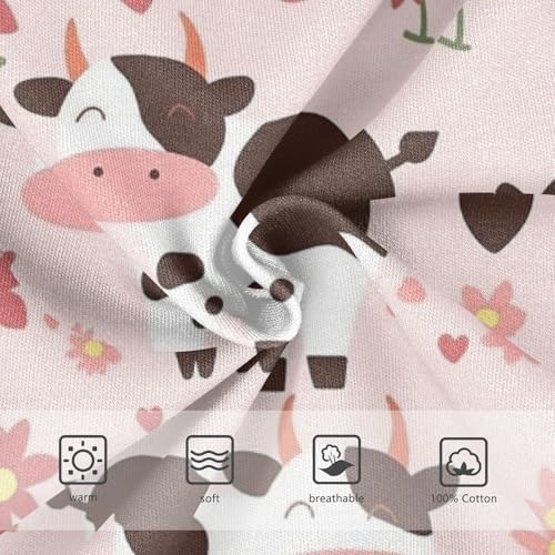 Wusikd Spotted Cow Boys' Underwear Cotton Pink Flowers Boys Briefs Soft Toddler Underwear 2T3