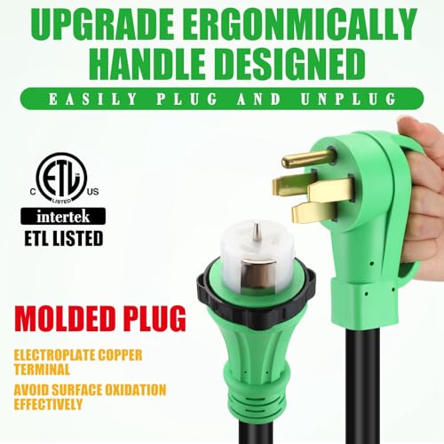 Gisafai 50 Amp 20FT Generator Cord and Pre Drilled Power Inlet Box Compatible with NEMA 14-50P to SS2-50R 125/250V Locking Connector with SS2-50P Generator Inlet Box to House, ETL Listed - Image 6