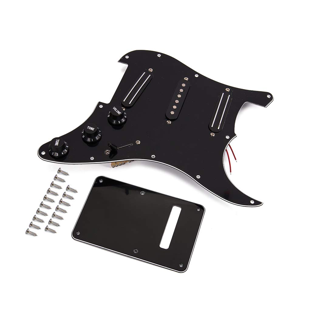 Alnicov Pickup SSS Dual Rail a 3 strati neri Caricati battipenna precablati per chitarra elettrica a 11 fori, neri
